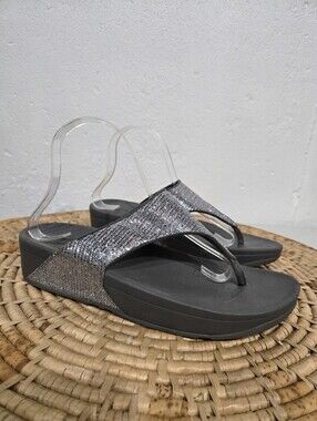 FitFlop Silver Glitter Sandals 9